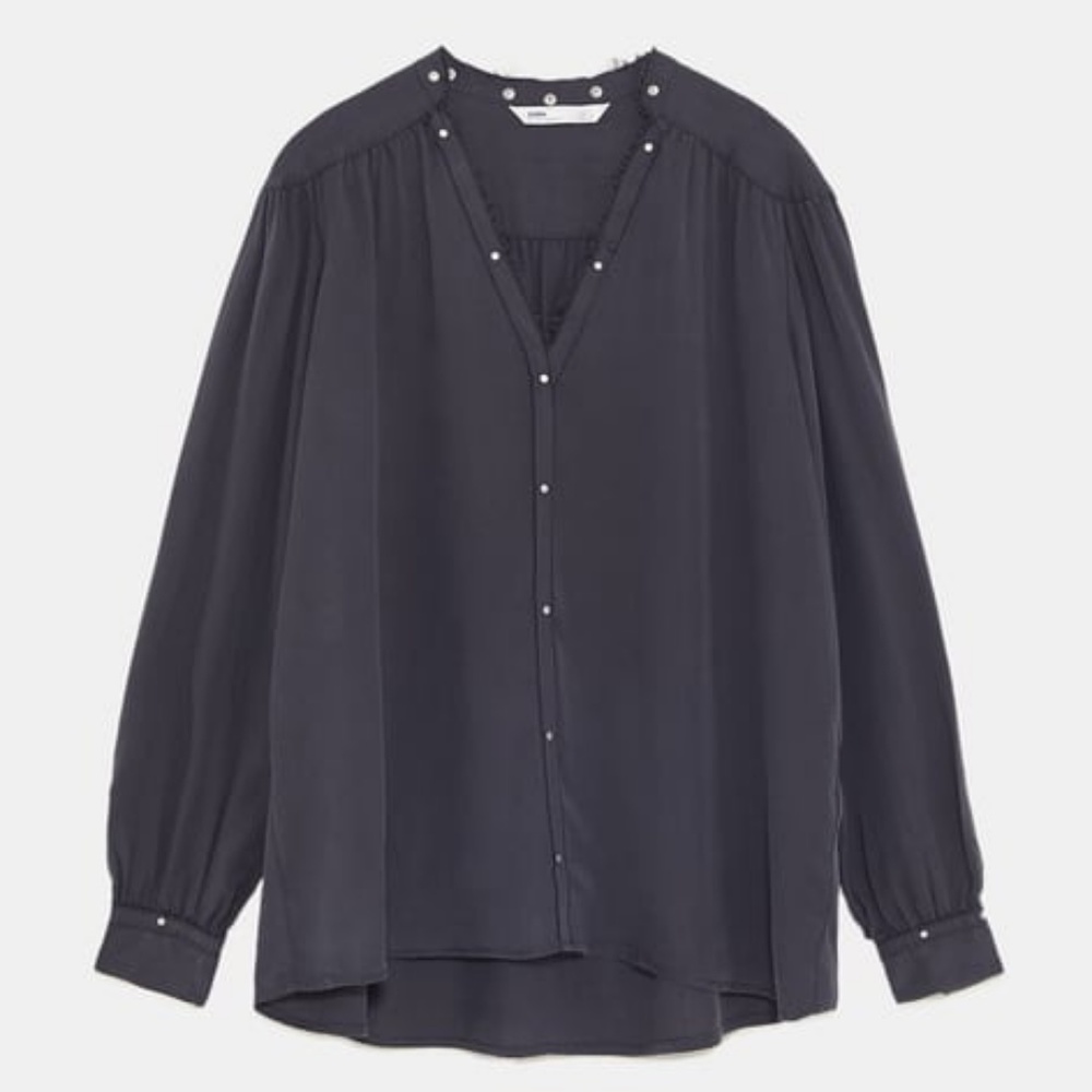 COPY - Zara Black Studded Blouse - Medium - NWT - Picture 3 of 9